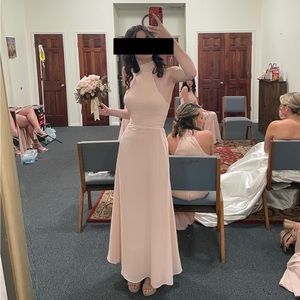 Pink prom/wedding guest dress halter open back